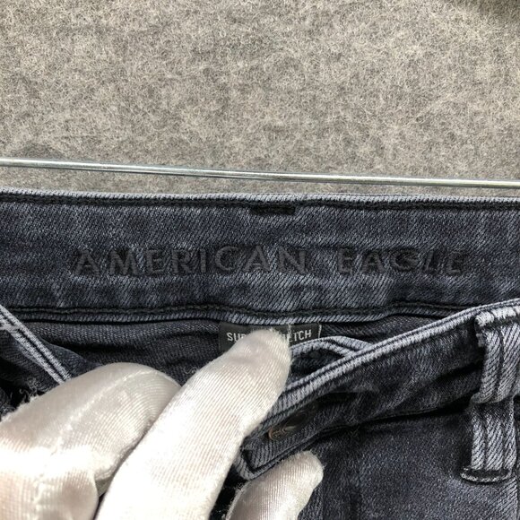 American Eagle Super Hi-Rise Jegging Womens 12 Washed Black Super Stretch - Picture 6 of 11